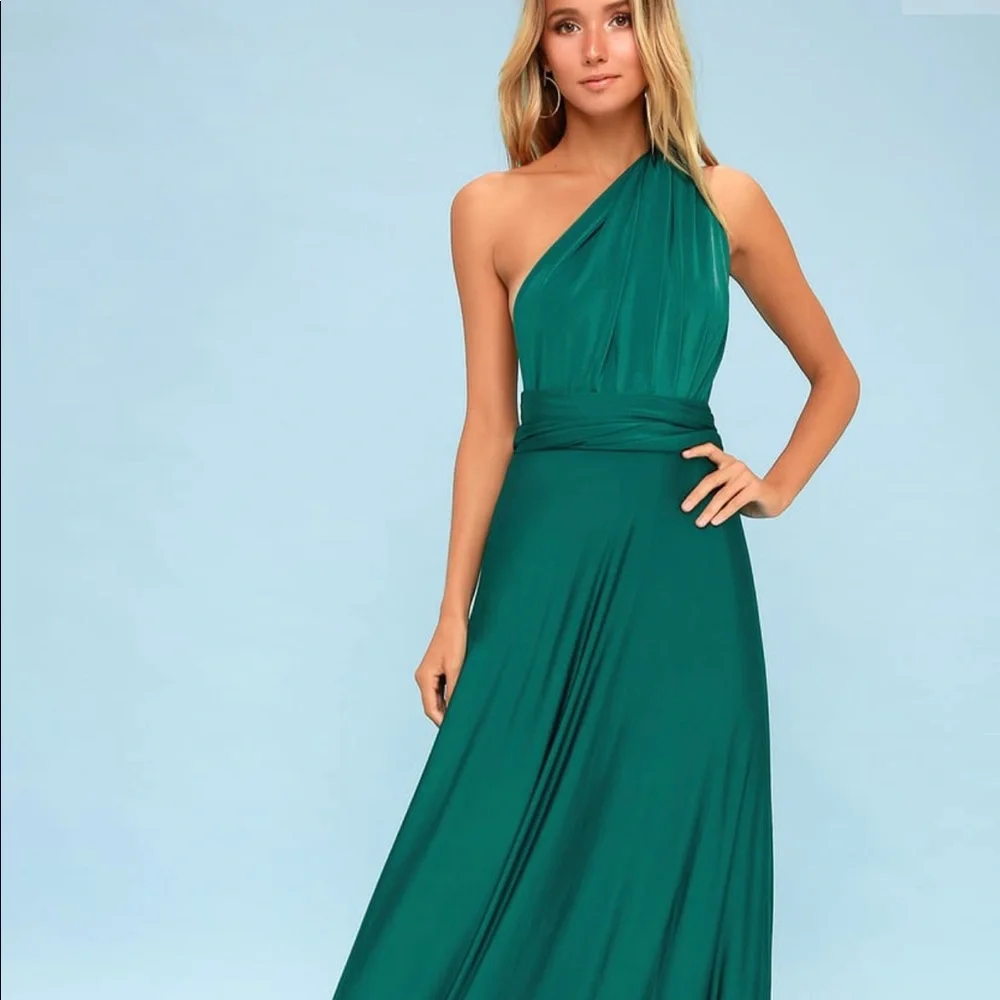 Lulu’s wrap Stunning Convertible Emerald Green Maxi Dress - Picture 4 of 9